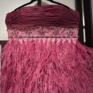 Adorable Pink Beaded and Marabou Party Dress